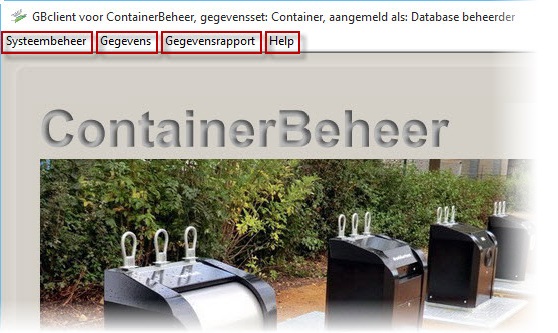 Beginscherm Containerbeheer