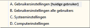 Systeembeheer instellingen menu