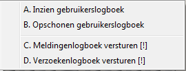 Systeembeheer logboeken menu